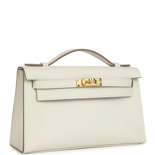 Hermes Kelly Pochette Gris Pale Swift Gold Hardware