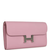 Pre-owned Hermes Constance Wallet To Go Mauve Sylvestre Epsom Palladium Hardware