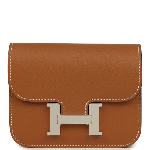 Hermes Constance Slim Wallet Gold Epsom Palladium Hardware