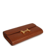 Pre-owned Hermes Constance Wallet To Go Gold Matte Alligator Gold Hardware
