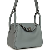 Hermes Mini Lindy II Gris Pantin Clemence Palladium Hardware
