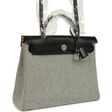 Hermes Herbag Zip PM 31 Black Vache Hunter and Ecru-Black Criss Viking Canvas Palladium Hardware