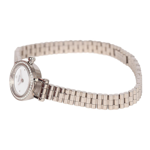 Hermes Faubourg Watch Mini White Lacquered 18K White Gold Hardware & Diamonds