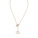 Hermes Collier Chaine D'Ancre Contour Pendant GM Necklace 18K Rose Gold & Diamonds