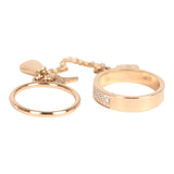 Pre-owned Hermes Kelly Cadenas Double Ring 18K Rose Gold & Diamonds