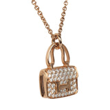 Hermes Amulettes Constance Pendant Necklace Diamonds 18K Rose Gold Hardware