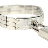 Hermes Kelly Watch Mini Model 16mm White Mother of Pearl, Stainless Steel Hardware and White Diamonds