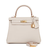 Hermes Kelly Retourne 25 Craie Togo Gold Hardware