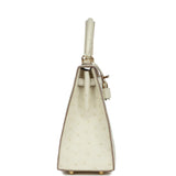 Hermes Special Order (HSS) Kelly Sellier 25 Nata Verso Ostrich Permabrass Hardware