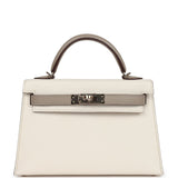 Hermes Special Order (HSS) Kelly Sellier 20 Nata and Gris Tourterelle Chevre Permabrass Hardware