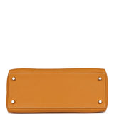 Pre-owned Hermes Kelly Retourne 28 Moutarde Clemence Palladium Hardware