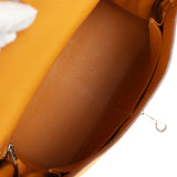 Pre-owned Hermes Kelly Retourne 28 Moutarde Clemence Palladium Hardware