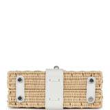 Hermes Picnic Kelly 20 White Swift/Osier Wicker Palladium Hardware