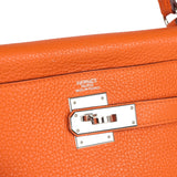 Pre-owned Hermes Kelly Retourne 32 Orange Togo Palladium Hardware