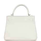 Hermes Kelly Retourne 28 White Clemence Palladium Hardware