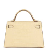 Hermes Kelly Sellier 20 Vanille Matte Alligator Gold Hardware