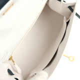 Hermes Special Order (HSS) Kelly Sellier 25 White and Vert Cypress Epsom Brushed Gold Hardware