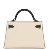 Hermes Special Order (HSS) Kelly Sellier 20 Craie and Black Epsom Permabrass Hardware