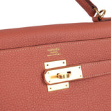 Pre-owned Hermes Kelly Retourne 32 Rosy Togo Gold Hardware