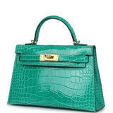Hermes Kelly Sellier 20 Vert Jade Shiny Alligator Gold Hardware