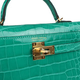 Hermes Kelly Sellier 20 Vert Jade Shiny Alligator Gold Hardware
