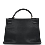 Vintage Hermes Kelly Retourne 32 Black Ardennes Gold Hardware