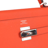 Pre-owned Hermes Kelly Retourne 35 Orange Poppy Togo Palladium Hardware