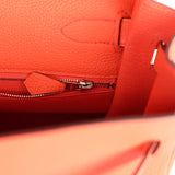Pre-owned Hermes Kelly Retourne 35 Orange Poppy Togo Palladium Hardware