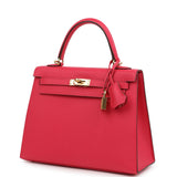 Hermes Kelly Sellier 25 Rose Extreme Epsom Gold Hardware