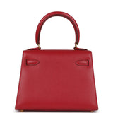 Vintage Hermes Kelly Sellier 20 Rouge Vif Courchevel Gold Hardware