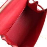 Vintage Hermes Kelly Sellier 20 Rouge Vif Courchevel Gold Hardware