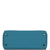 Pre-owned Hermes Kelly Retourne 28 Turquoise Togo Gold Hardware