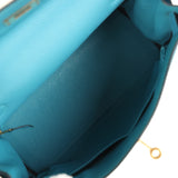 Pre-owned Hermes Kelly Retourne 28 Turquoise Togo Gold Hardware