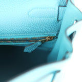 Pre-owned Hermes Kelly Retourne 28 Turquoise Togo Gold Hardware