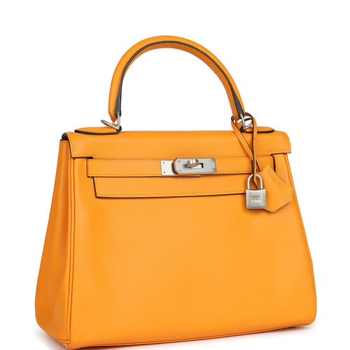 Hermes Special Order (HSS) Kelly Retourne 28 Jaune D'Or Swift Brushed Palladium Hardware