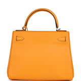 Hermes Special Order (HSS) Kelly Retourne 28 Jaune D'Or Swift Brushed Palladium Hardware