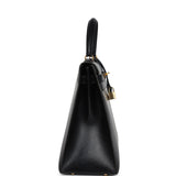 Vintage Hermes Kelly Sellier 35 Black Box Gold Hardware