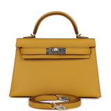 Hermes Kelly Sellier 20 Jaune Ambre Verso Chèvre Mysore Palladium Hardware