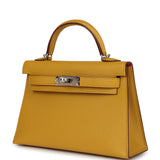 Hermes Kelly Sellier 20 Jaune Ambre Verso Chèvre Mysore Palladium Hardware