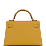 Hermes Kelly Sellier 20 Jaune Ambre Verso Chèvre Mysore Palladium Hardware