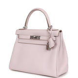 Pre-owned Hermes Kelly Retourne 28 Mauve Pale Clemence Palladium Hardware