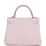 Pre-owned Hermes Kelly Retourne 28 Mauve Pale Clemence Palladium Hardware