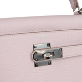 Pre-owned Hermes Kelly Retourne 28 Mauve Pale Clemence Palladium Hardware