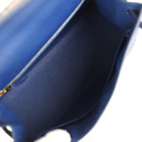 Pre-owned Hermes Special Order (HSS) Kellygraphie Kelly Sellier 28 "Lettre B" Bleu Nuit Epsom Permabrass Hardware