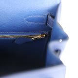Pre-owned Hermes Special Order (HSS) Kellygraphie Kelly Sellier 28 "Lettre B" Bleu Nuit Epsom Permabrass Hardware