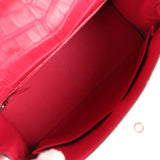 Pre-owned Hermes Kelly Retourne 28 Rose Extreme Matte Alligator Palladium Hardware