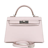 Hermes Kelly Sellier 20 Mauve Pale Chevre Palladium Hardware