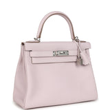 Hermes Kelly Retourne 28 Mauve Pale Clemence Palladium Hardware