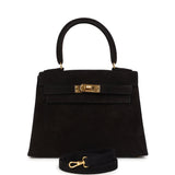 Vintage Hermes Kelly Sellier 20 Black Doblis Gold Hardware