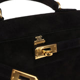 Vintage Hermes Kelly Sellier 20 Black Doblis Gold Hardware